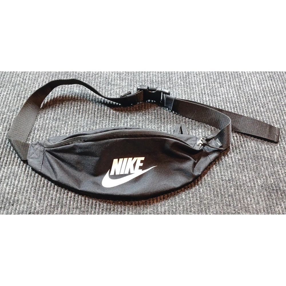Nike Heritage Waistpack Black White Logo Pack Hip Bag Unisex Adjustable Mesh